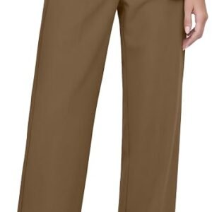FUNYYZO Women's High Waisted Dress Pants Business Straight Leg Trousers