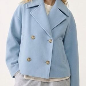 Womens Cropped Pea Coat Trench Coats Casual Wool Jackets Outerwear